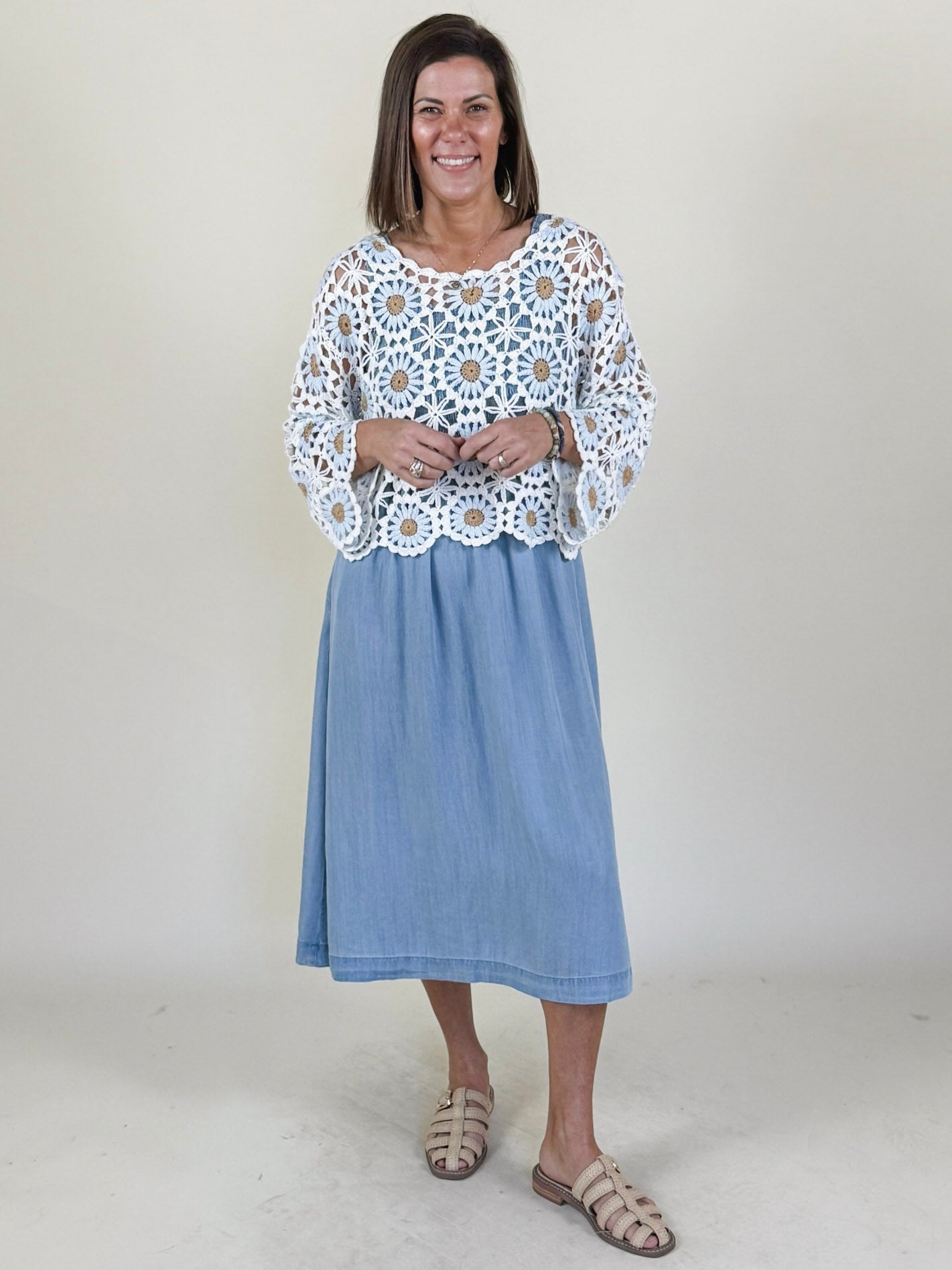 Carin Flower Crochet Sweater