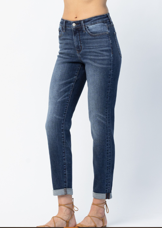Becky Mid-Rise Cuffed Slim Fit Jeans