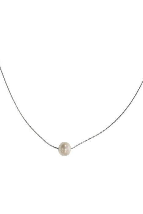 Silver Solitaire Fw Pearl Necklace, 15+