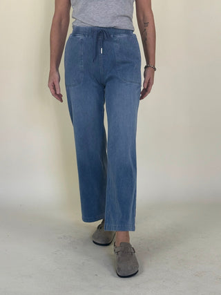 Daisy Knit Denim Wide Leg Pants