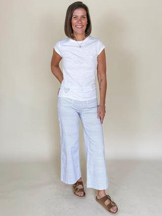 Trish Cropped Flare Striped Twill Pants