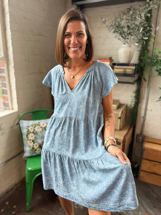 [Liverpool] Rosilyn Tiered Flutter Sleeve Dress