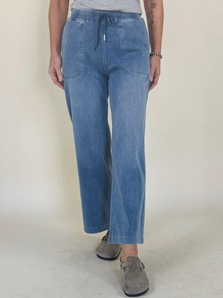Daisy Knit Denim Wide Leg Pants