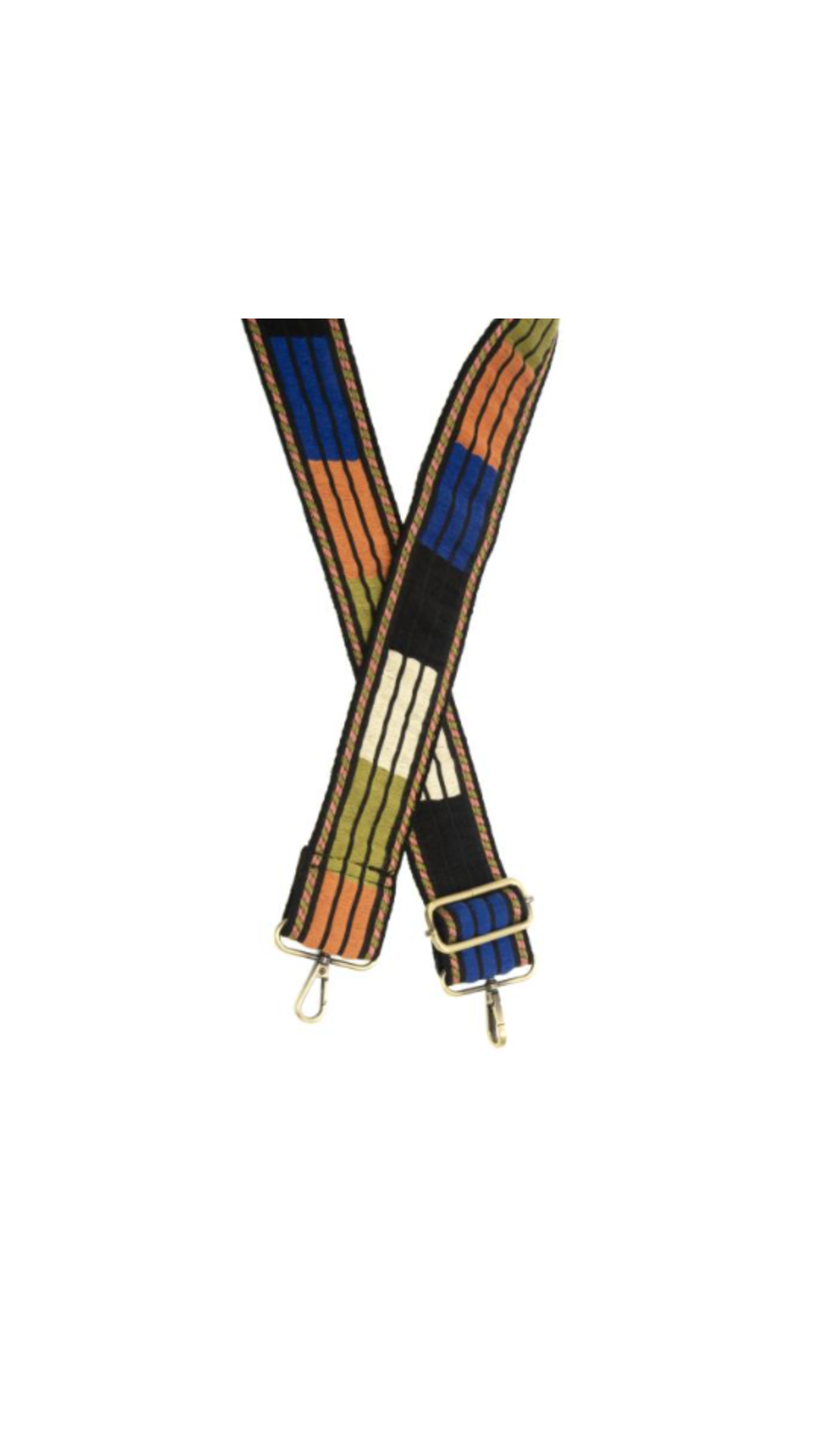 2" Multi Striped Colorblock Embroidered Guitar Strap
