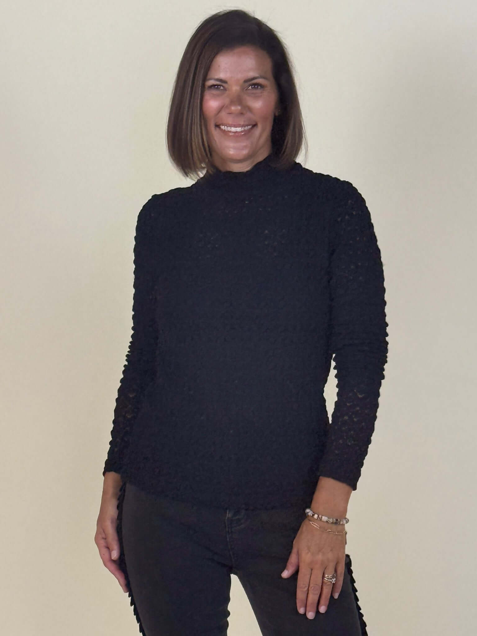 Lina Lace Mock Neck Top