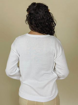 Carolyn 3/4 Sleeve Curved Hem Sweater