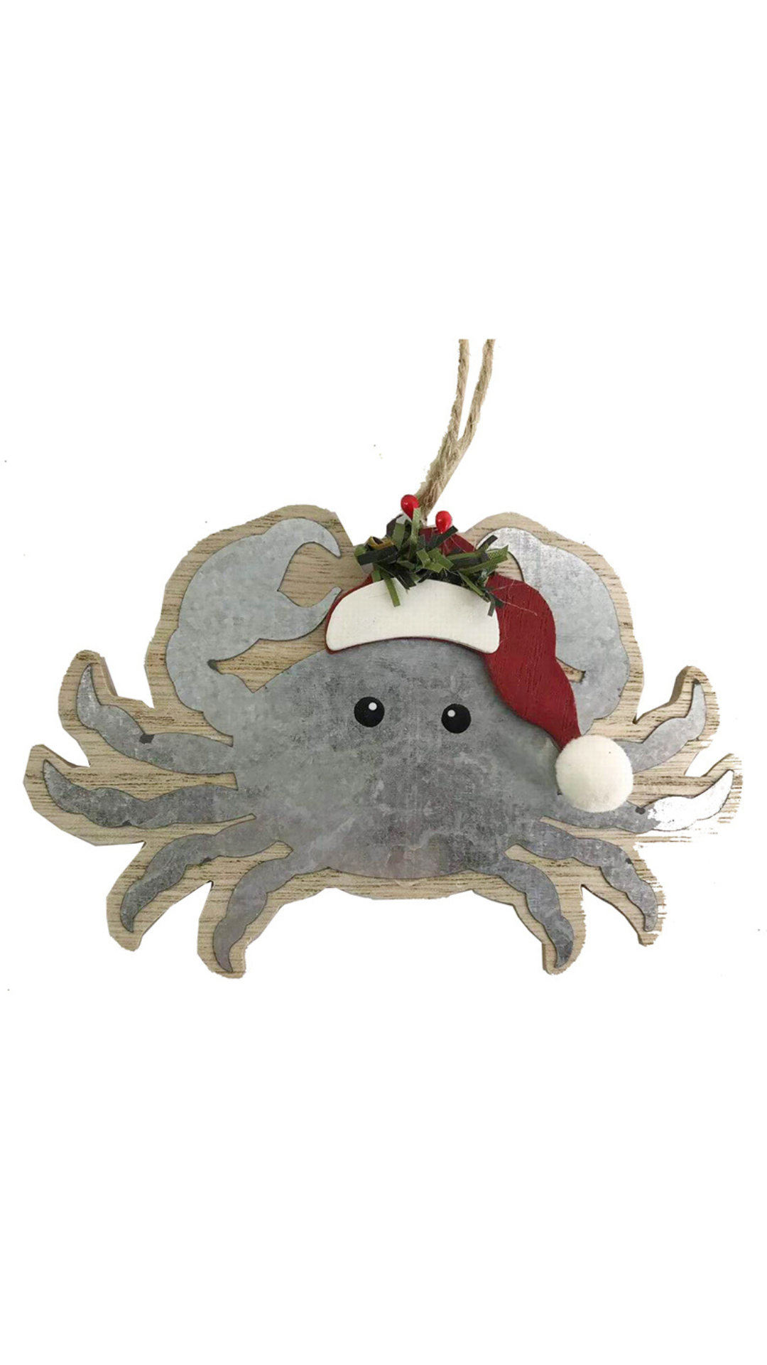 Crab in Santa Hat Ornament