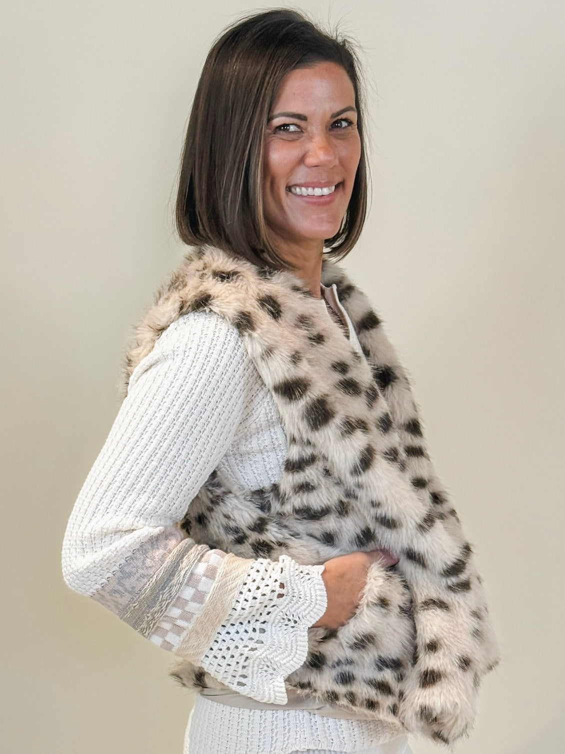 Lisa Leopard Fur Vest