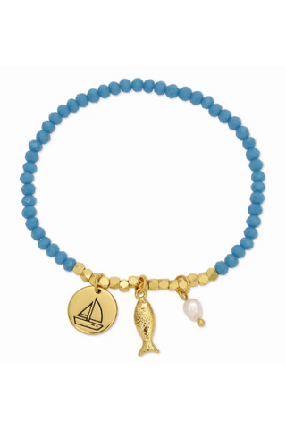 Sailboat & Fish Stretch Charm Bracelet