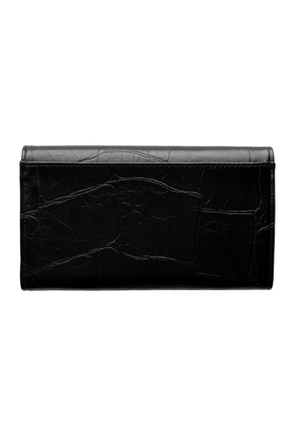 Faux Croc Marnie Mini Trifold Wallet - Black