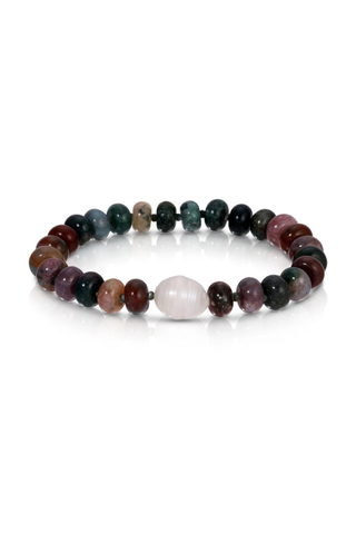 Stone Bracelet with Baroque Pearl - Green