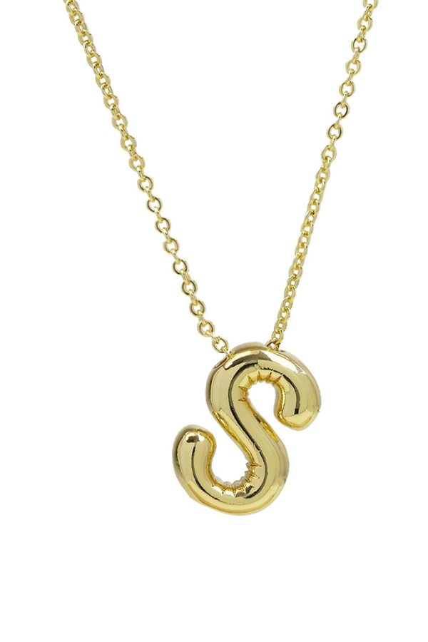 Initial Balloon Bubble Gold Necklace - 0.57" - S