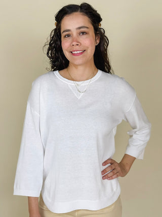 Carolyn 3/4 Sleeve Curved Hem Sweater