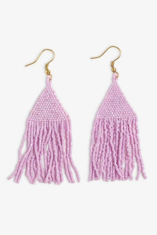 Lexie Solid Beaded Fringe Earrings - Light Lavender