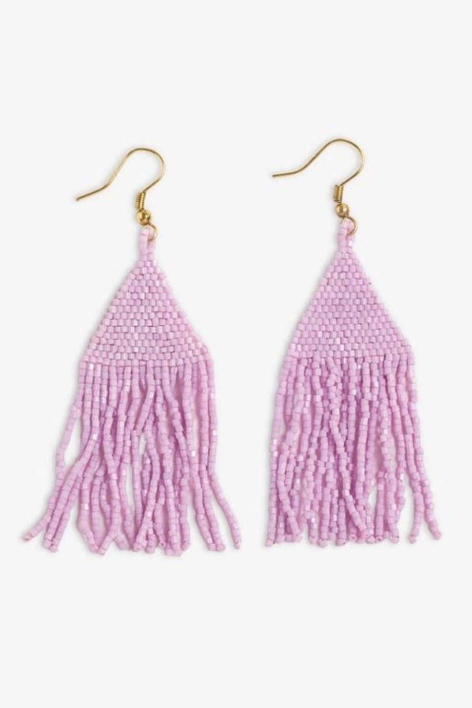Lexie Solid Beaded Fringe Earrings - Light Lavender