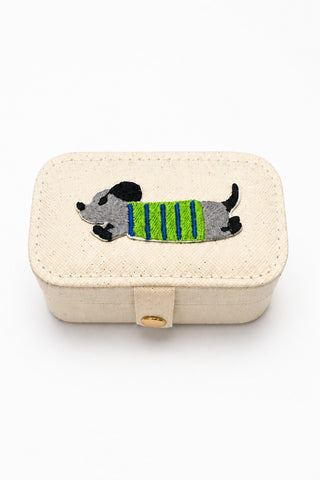 Doggy Dachshund Travel Jewelry Case - Off White