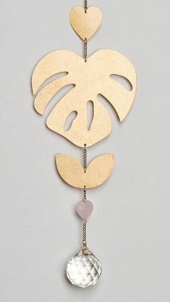 Suncatcher - Monstera Leaf/Rose Quartz