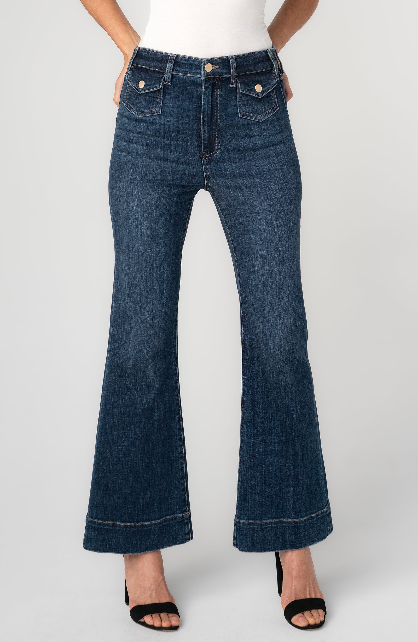 [Liverpool] Hannah Flare Jeans with Mini Patch Pockets, 30" Inseam