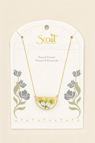 Pressed Flower Necklace - Yellow Baby's Breath/Gold