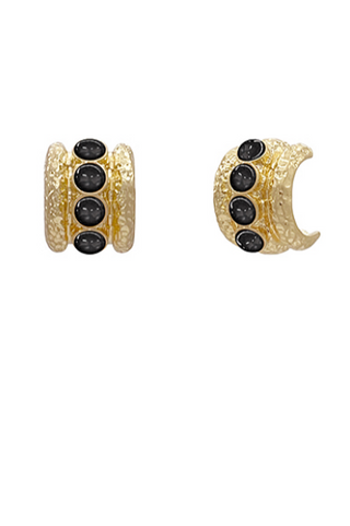 Antique Bold Cat's Eye Hoops - Black