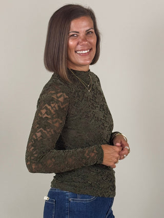 Lacey Flocked Lace Top