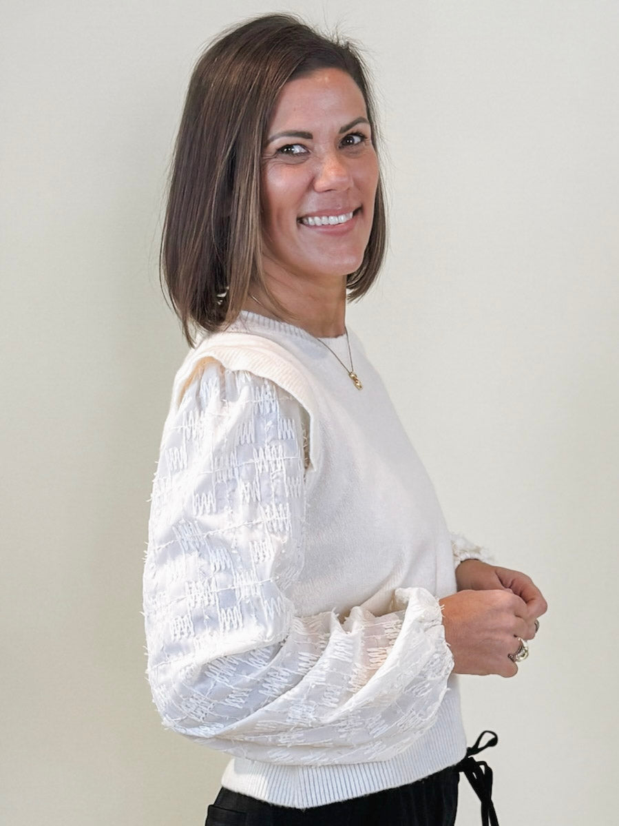 Tegan Textured Sleeve Knitted Sweater