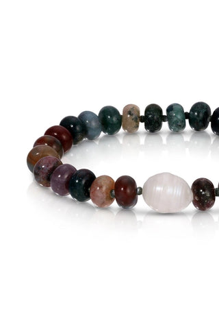 Stone Bracelet with Baroque Pearl - Green