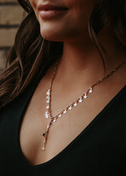 Gold Lariat Necklace with Star Charms
