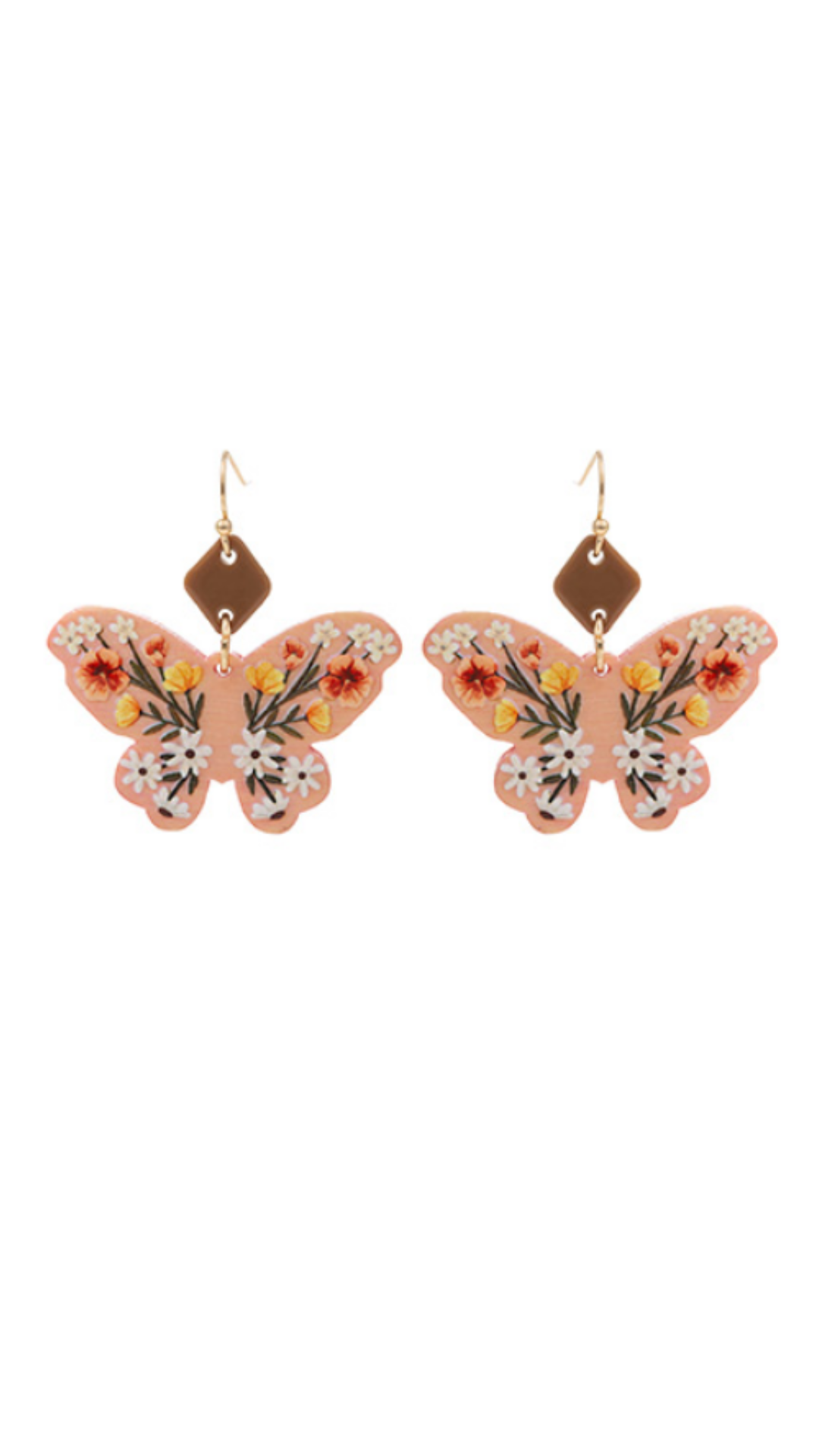 Flower Printed Butterfly Earrings