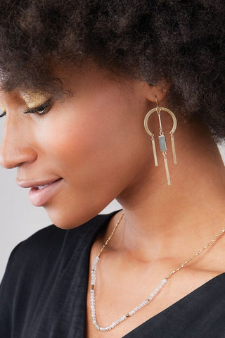 Dream Stone Earrings - Rose Quartz/Gold