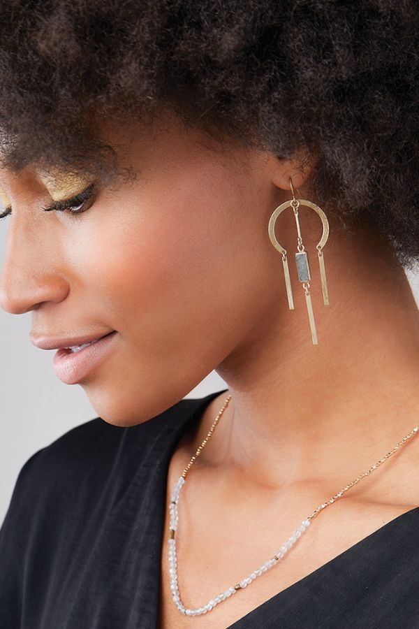 Dream Stone Earrings - Rose Quartz/Gold