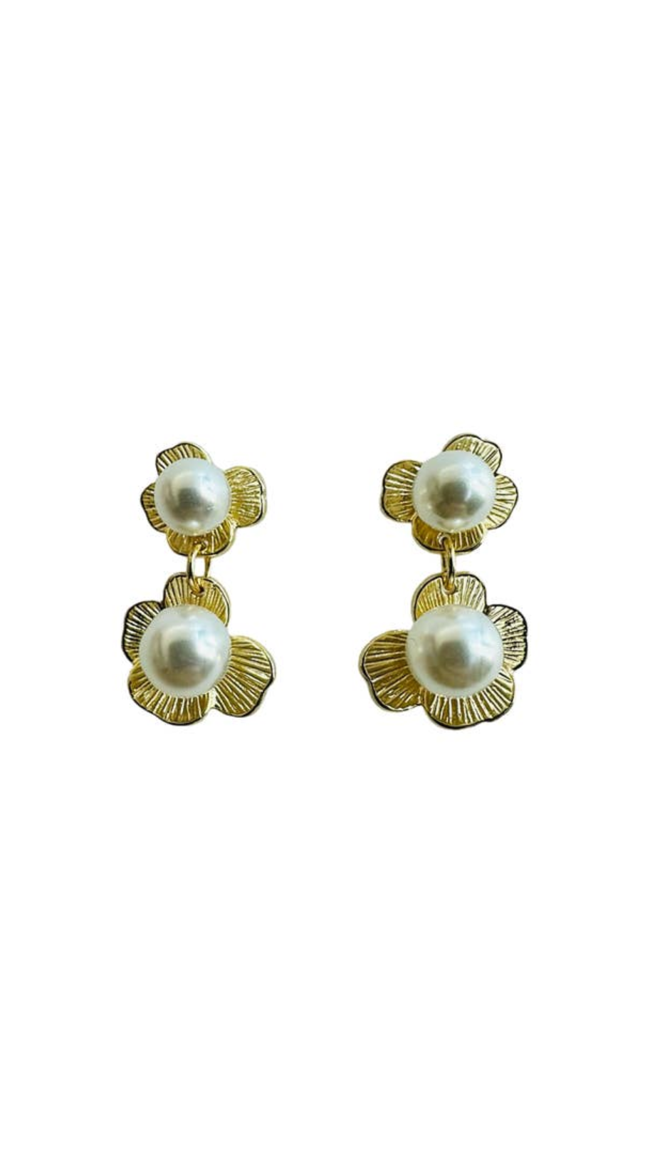 Double Pearl Flower Earrings