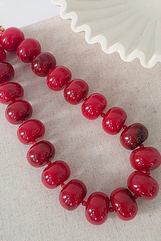 Bella Beaded Necklace - Red