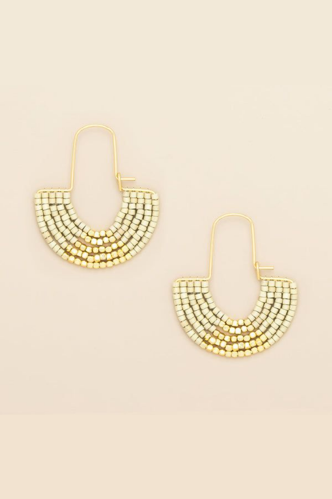 Cream/Gold Chromacolor Miyuki U-Hoop Earrings