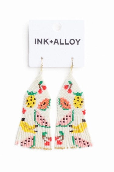Delilah Fruit Beaded Fringe Earrings - Multi