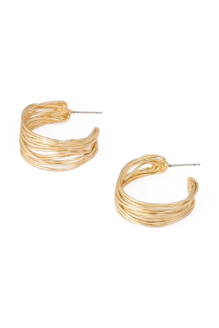 Della Multi Band Hoop Earrings - Brass