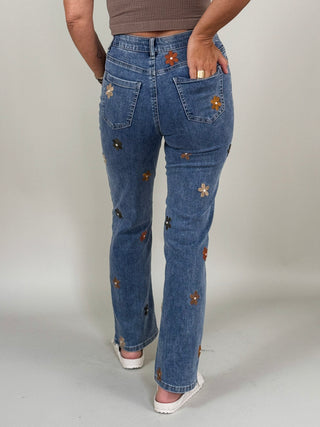 Tegan Floral Embroidered Denim Pants