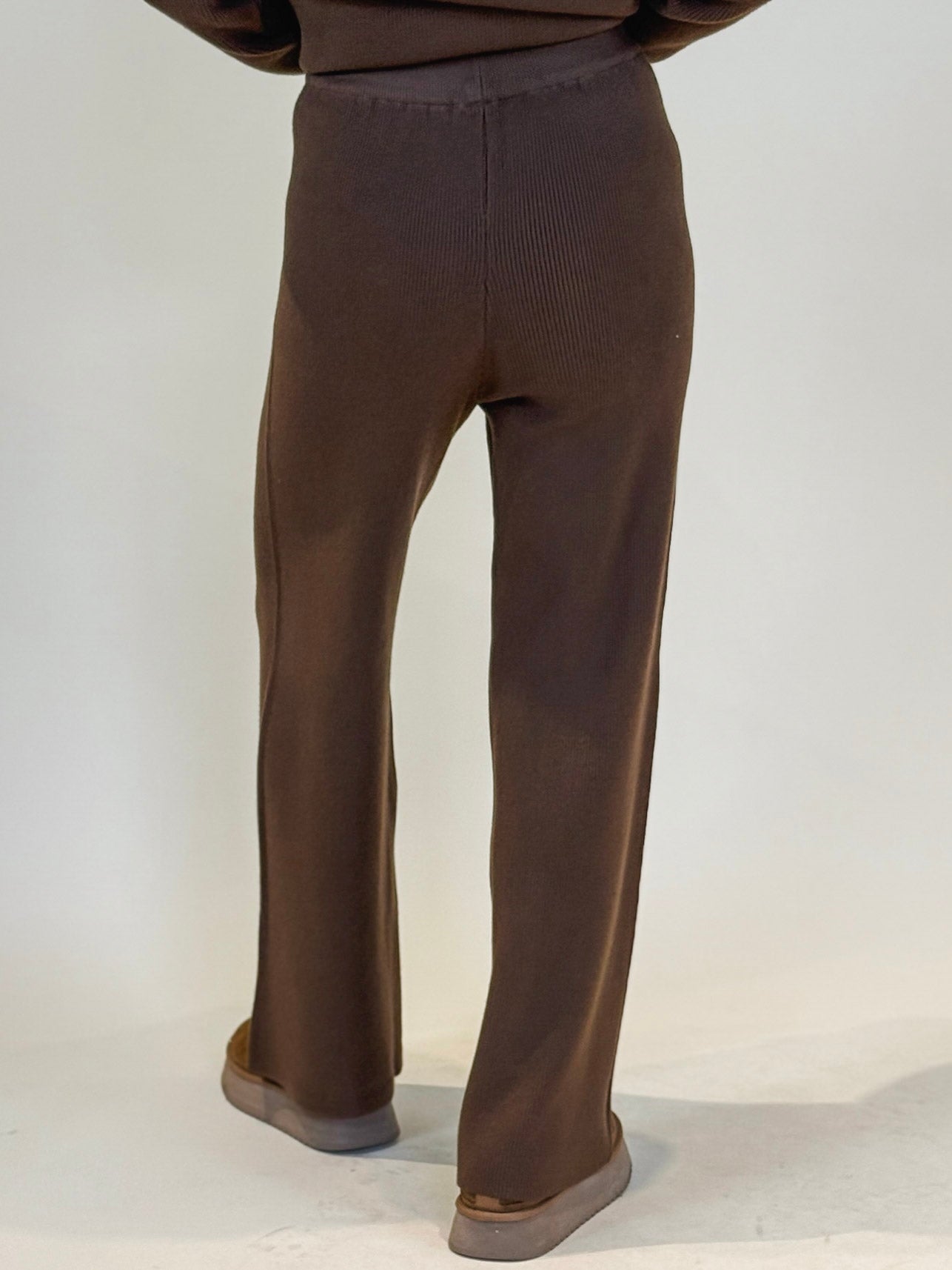 Ellen Earth Tone Wide Leg Ribbed Knit Pants