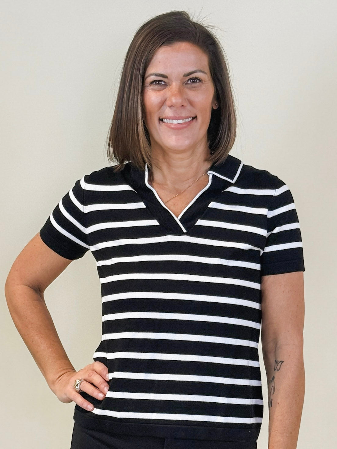 [Liverpool] Charlie Short Sleeve Collared Sweater