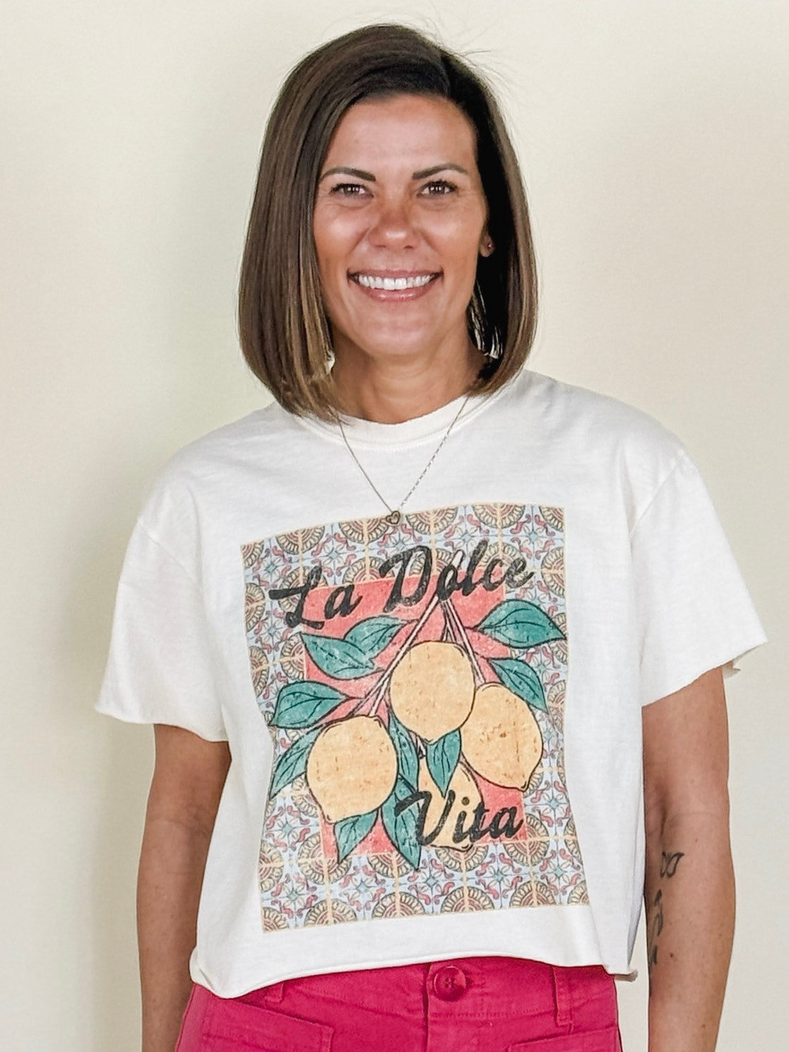 La Dolce Vita Vintage Graphic Crop Top