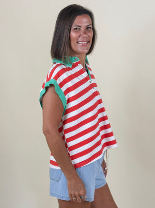 Macy Nautical Stripe Colorblock Tee