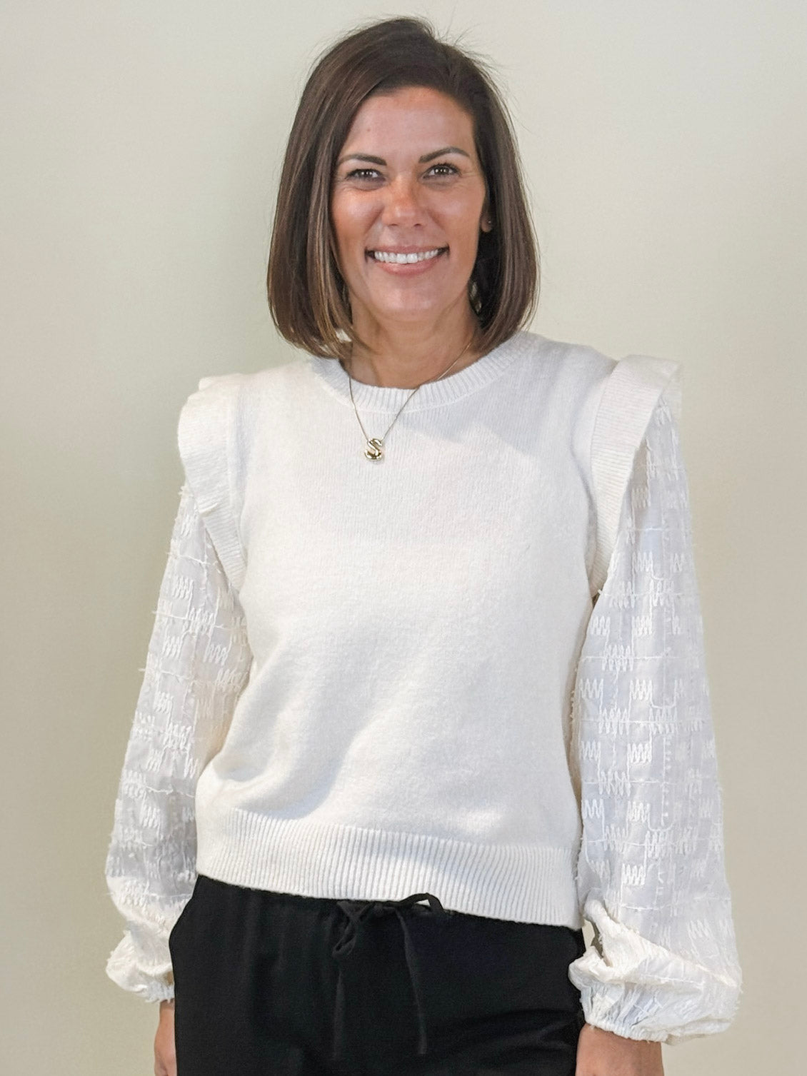 Tegan Textured Sleeve Knitted Sweater