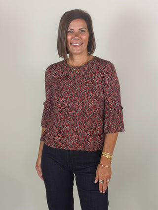 [Liverpool] Francine Jewel Neck Flare Sleeve Top