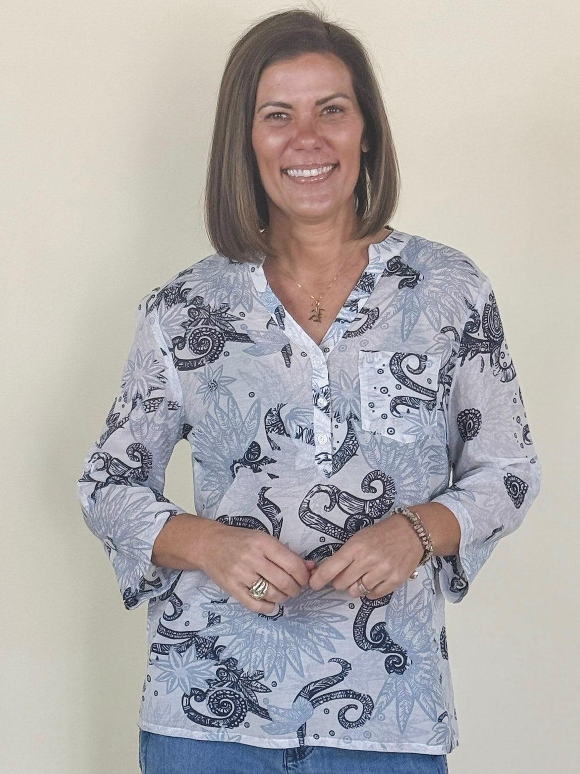 Hannah Roll-Up Sleeve Blouse