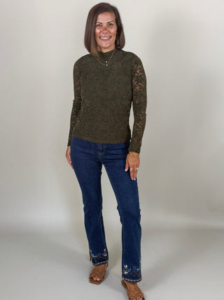 Lacey Flocked Lace Top