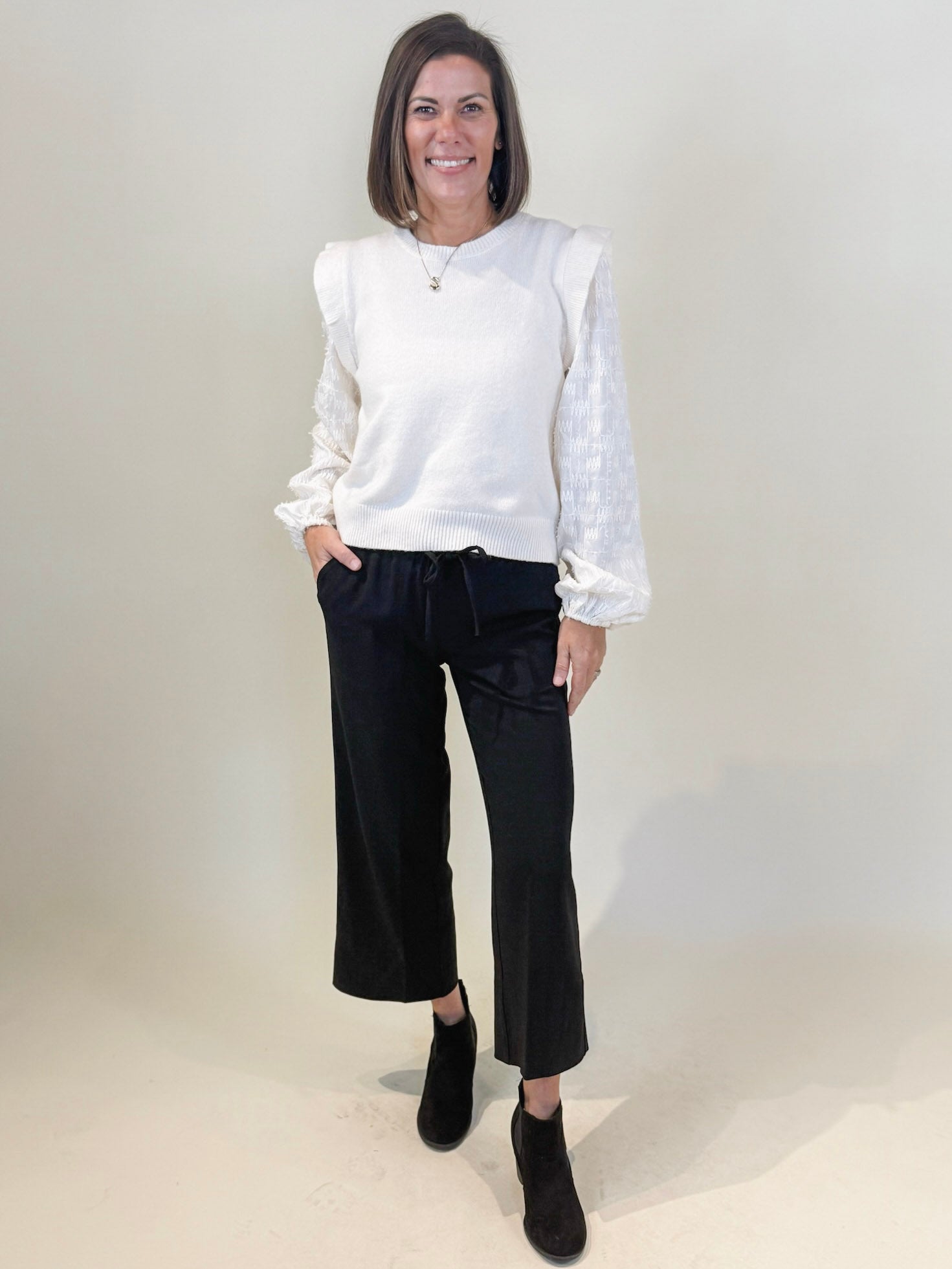 Tegan Textured Sleeve Knitted Sweater