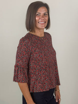 [Liverpool] Francine Jewel Neck Flare Sleeve Top
