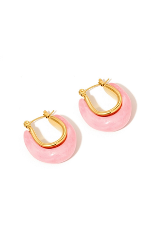 Frenchie Resin Hoop Earrings - Pink