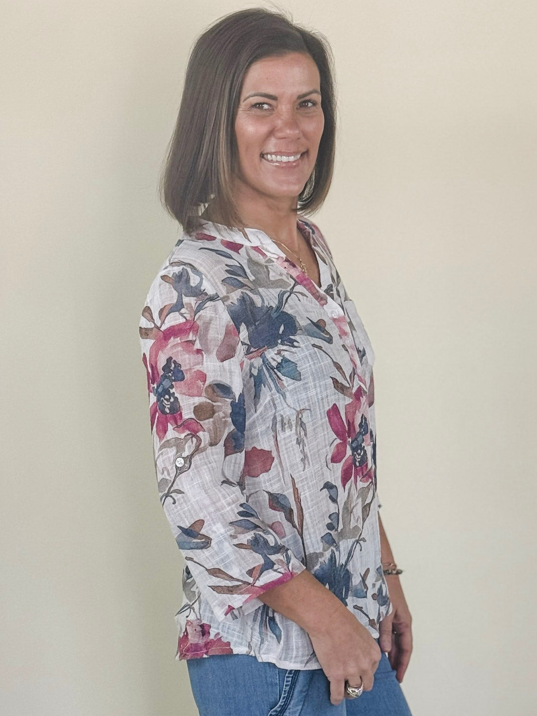 Hannah Roll-Up Sleeve Blouse