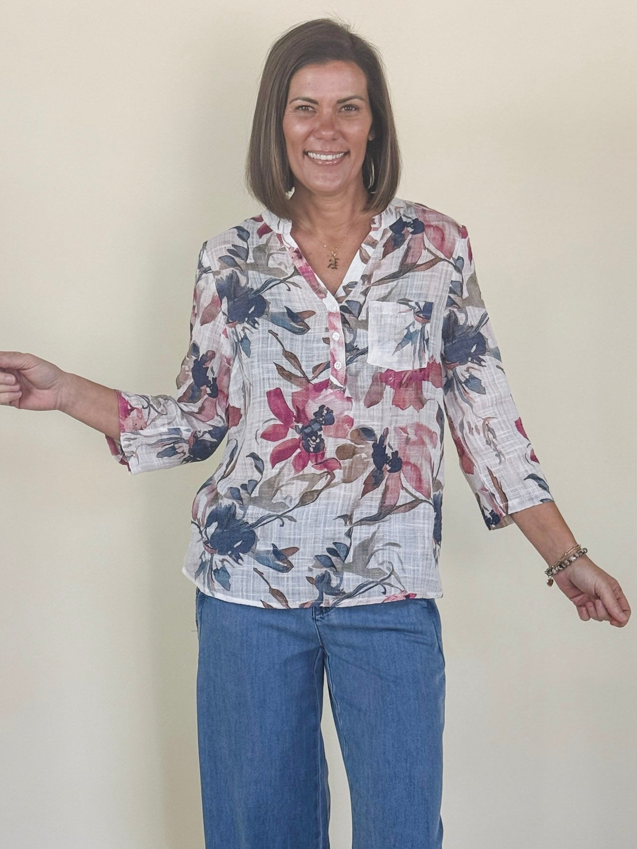 Hannah Roll-Up Sleeve Blouse